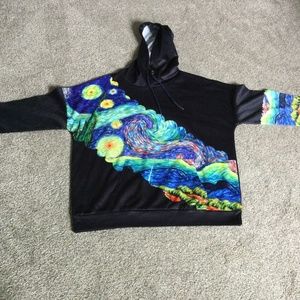 Womens Miss Look Hoodie Van Gogh design size 2XL